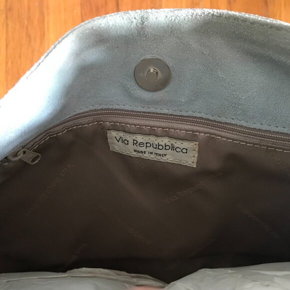 Via Repubblica | Blue Suede Handbag - Picture 8 of 11
